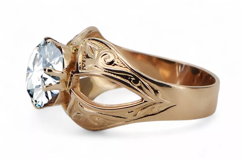 Vintage style Ring Zircon Original Vintage 14K Rose Gold vrc135r